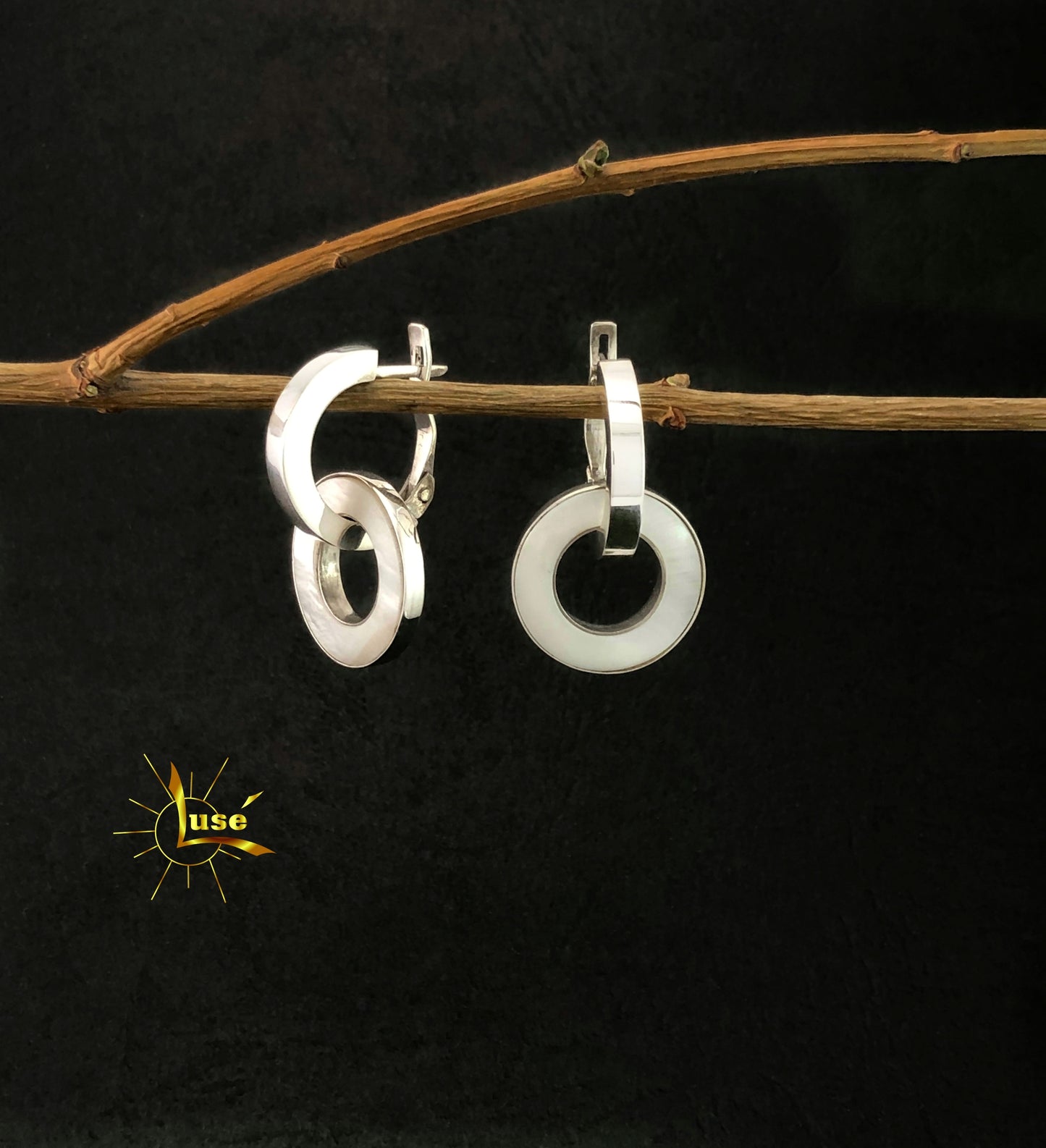 “White Nacre” Silver Earrings
