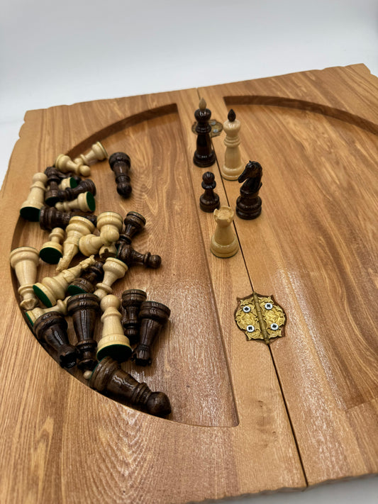 Handmade Folding Wooden Chess Set: Armenian Craftsmanship Շախմատ