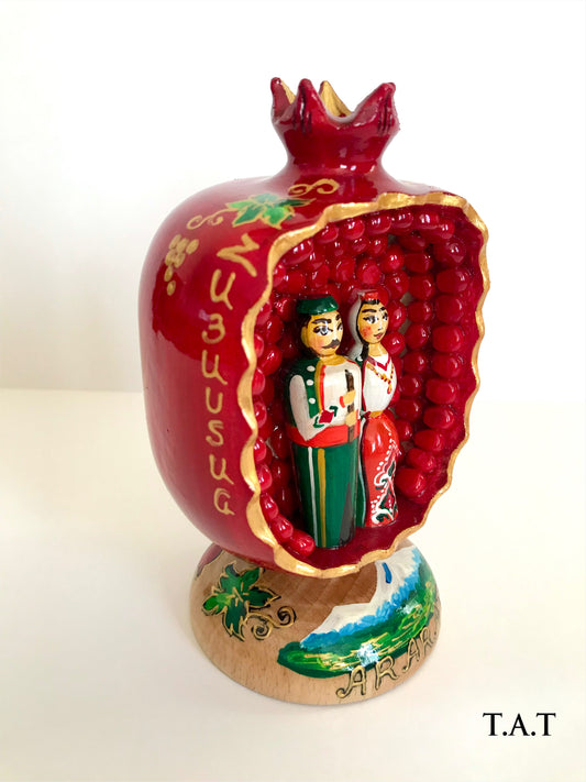 Wooden Pomegranate with Dolls