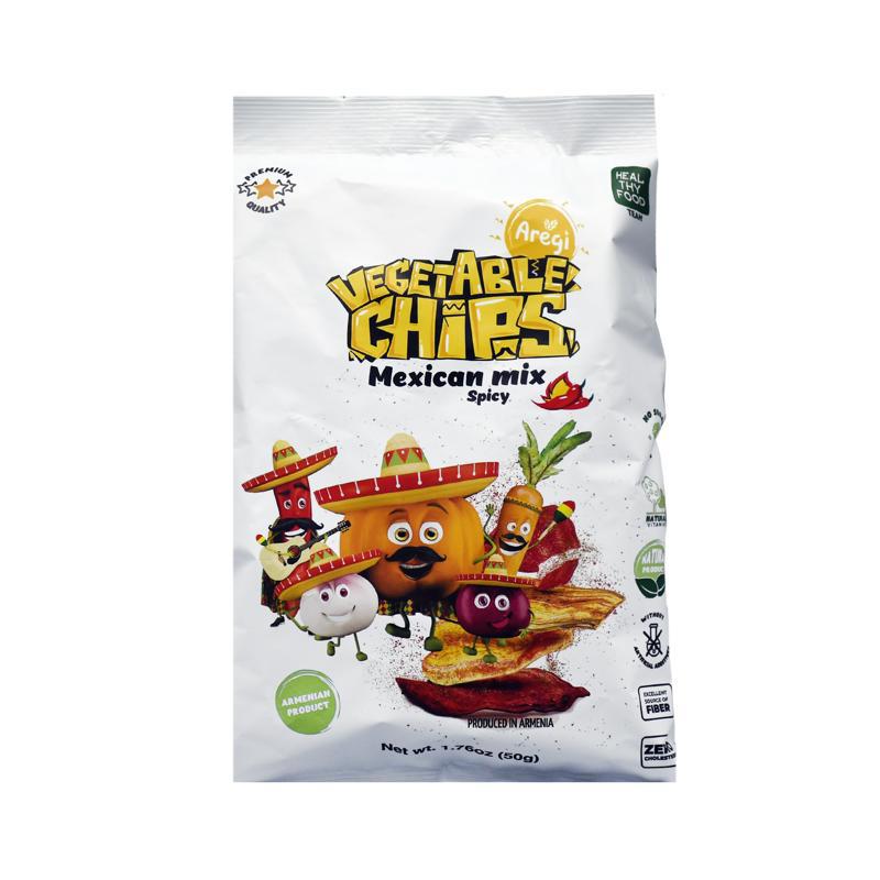 Vegetable chips "Aregi" mexican mix, spicy sugar free 50g ( Pack of 2)