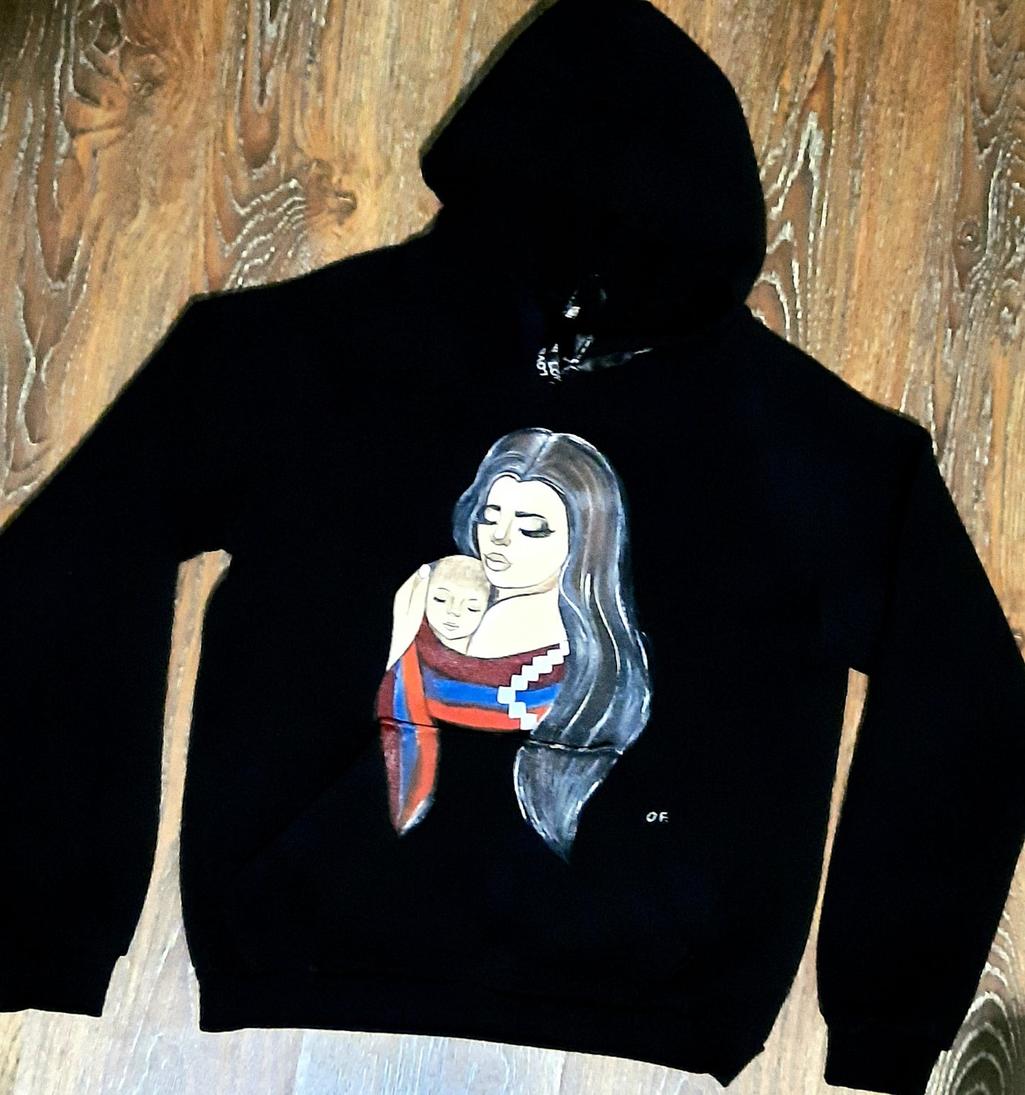 Black Hoodie With Woman Illustration