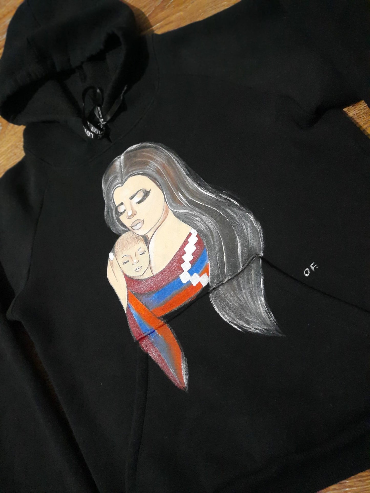 Black Hoodie With Woman Illustration