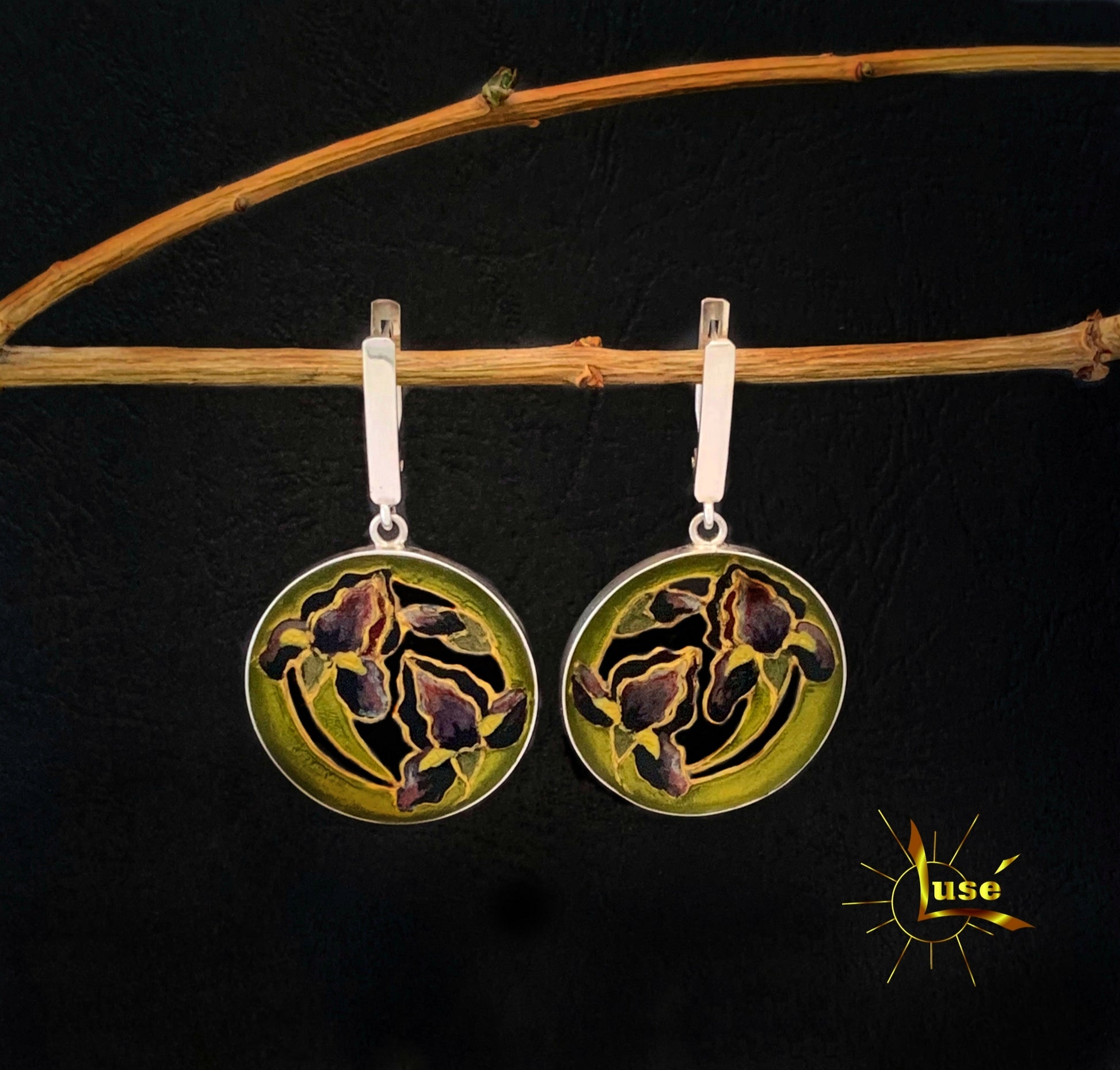 "Irises" Silver Earrings