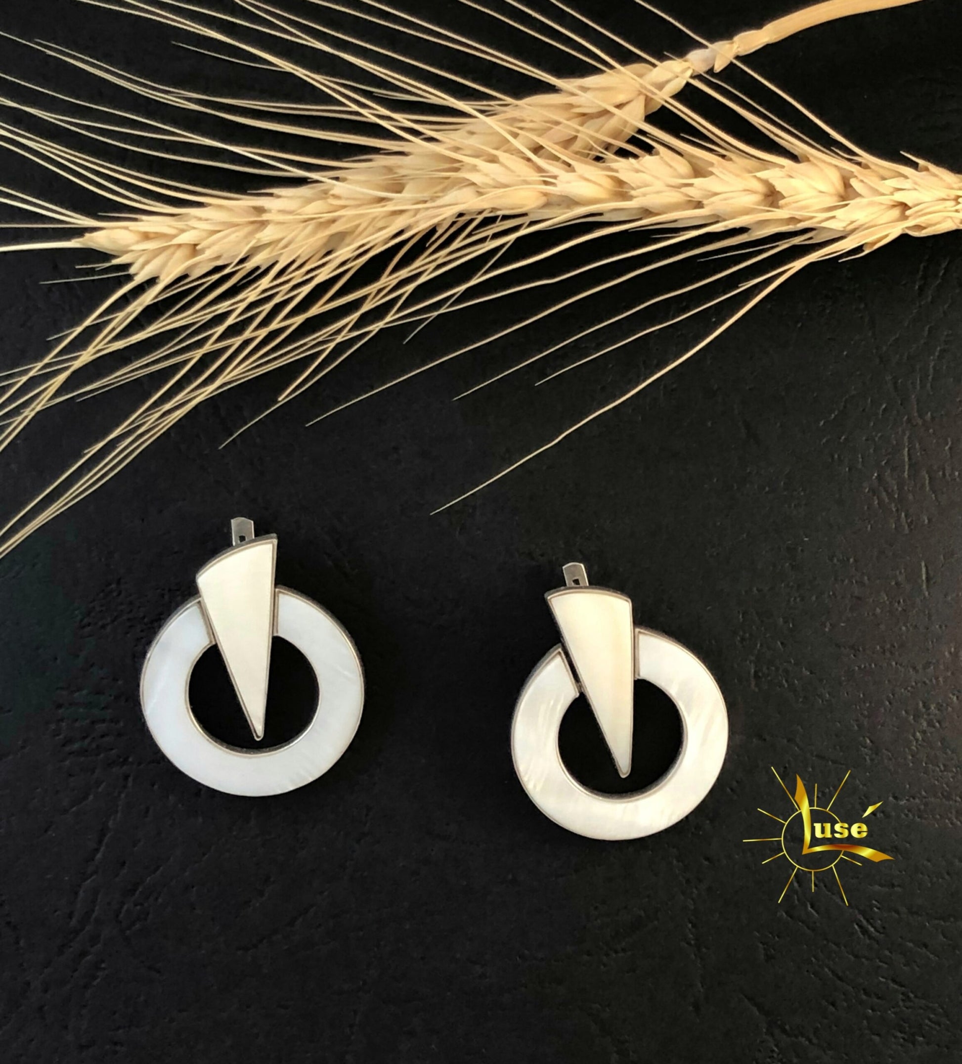 “White Nacre” Silver Earrings