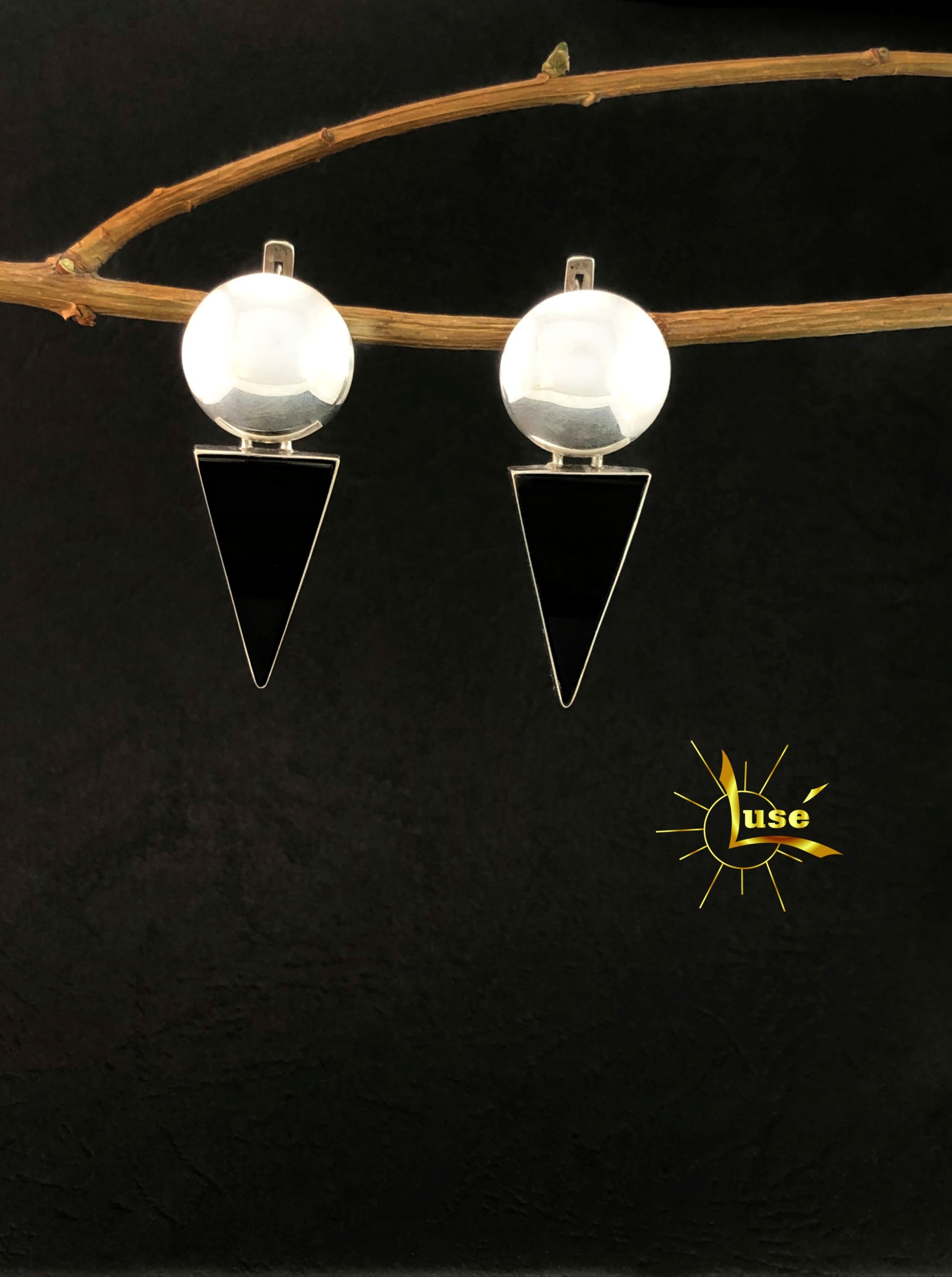 Onyx Silver Earrings