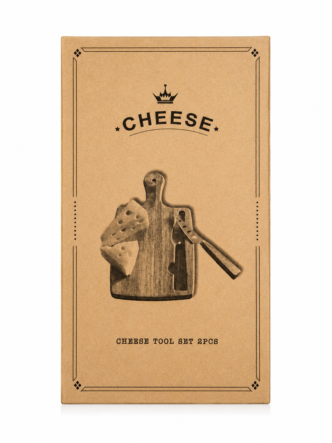 Hand Painted Wooden Cheese Board & Knife Set by Armen Barseghyan – 2 Piece Artisan Cheese Tool Set