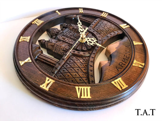 "Saint Etchmiadzin & Ararat" Wooden Wall Clock Small