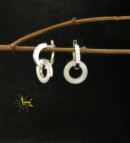 “White Nacre” Silver Earrings