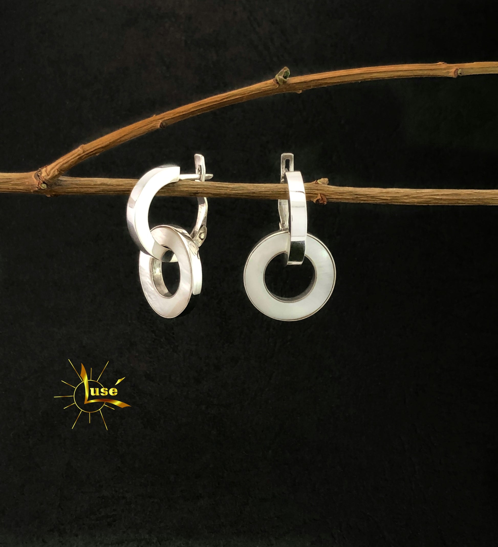“White Nacre” Silver Earrings