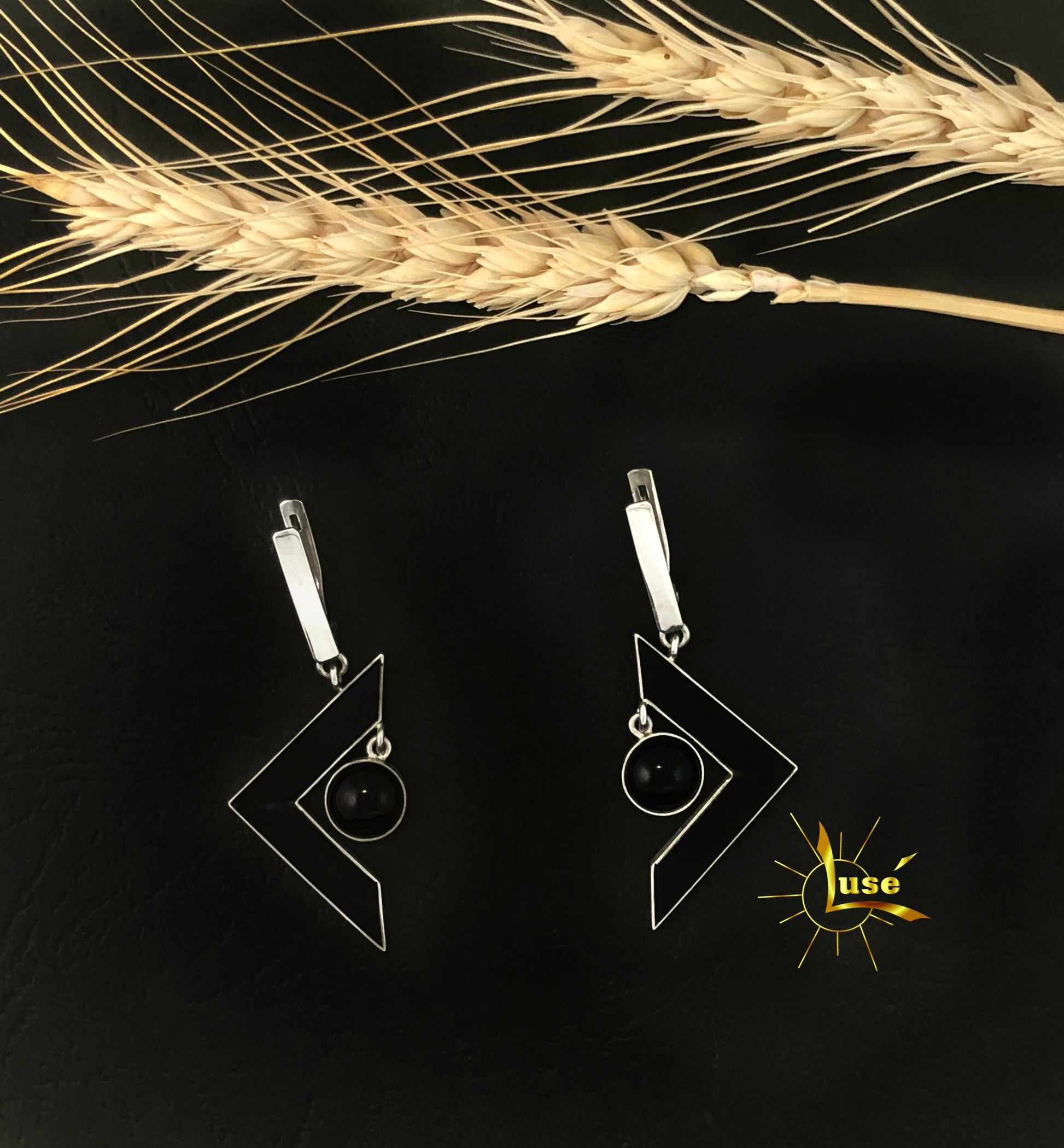 Onyx Silver Earrings