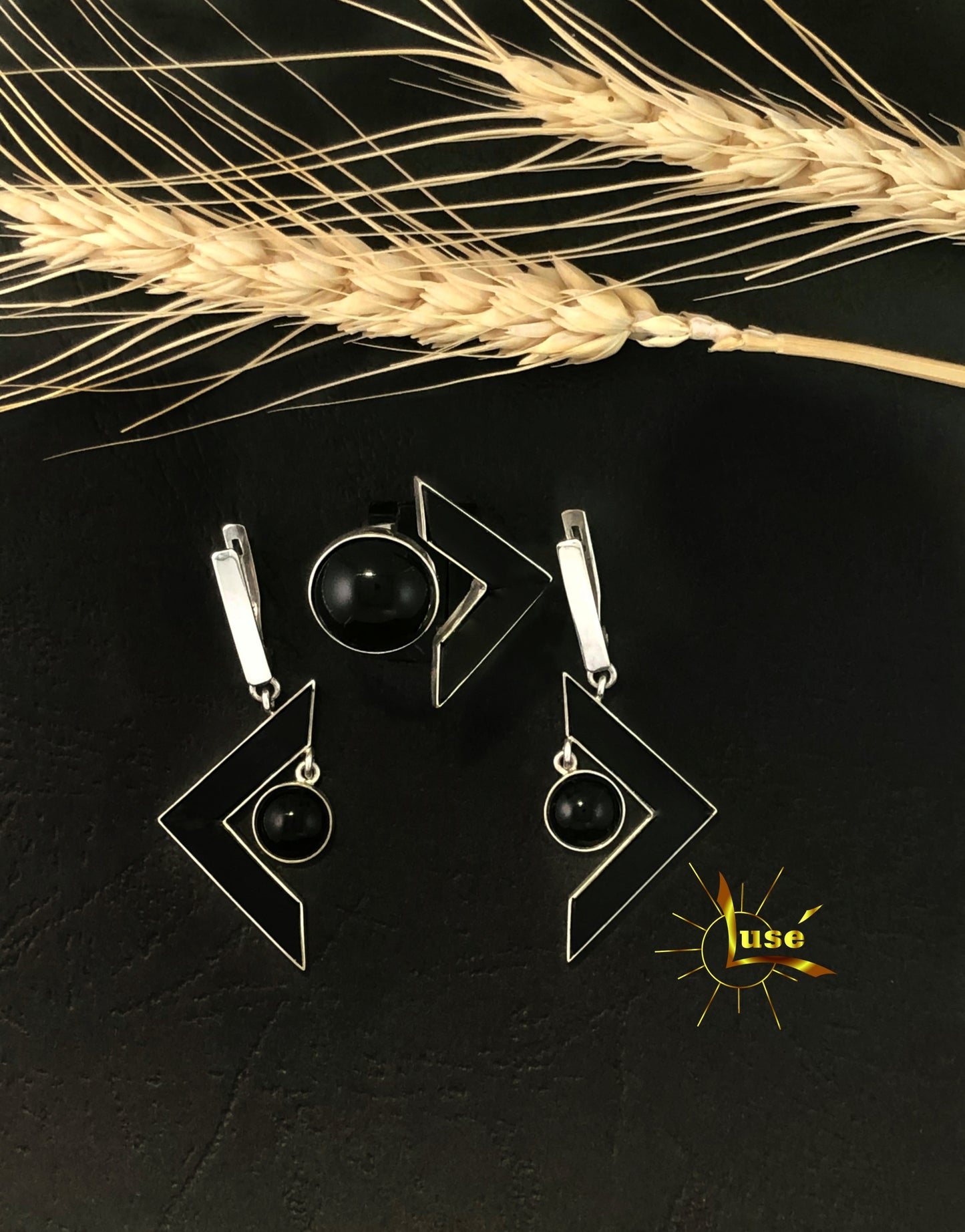 Onyx Silver Jewelry Set