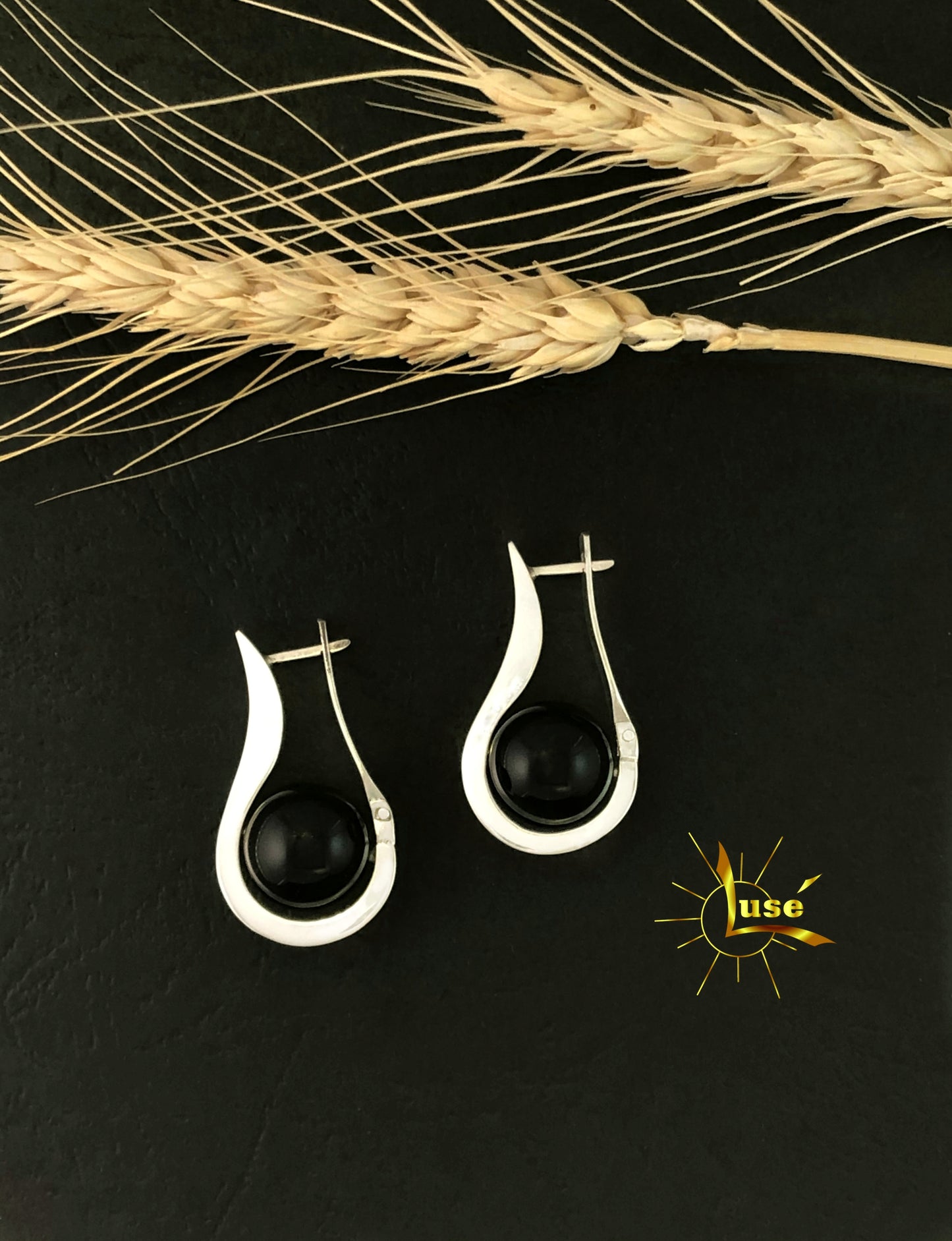 Onyx Silver Earrings