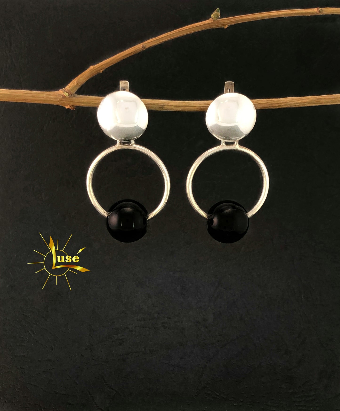 Onyx Silver Earrings