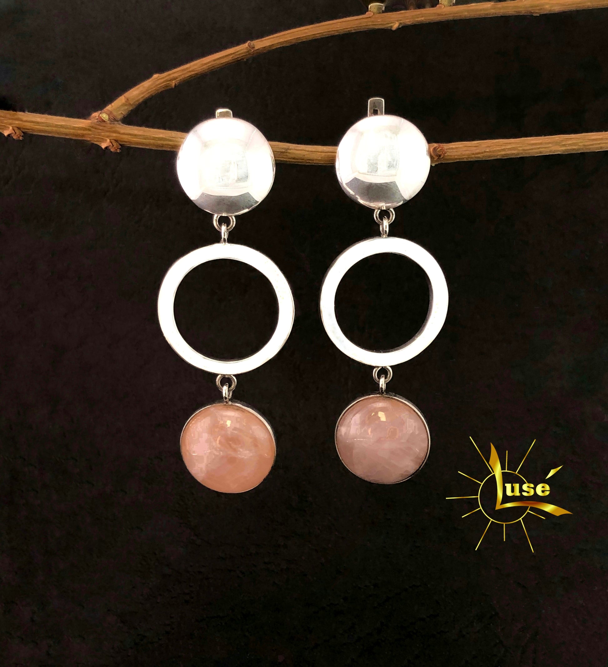 "Rose Quartz" Silver Earrings
