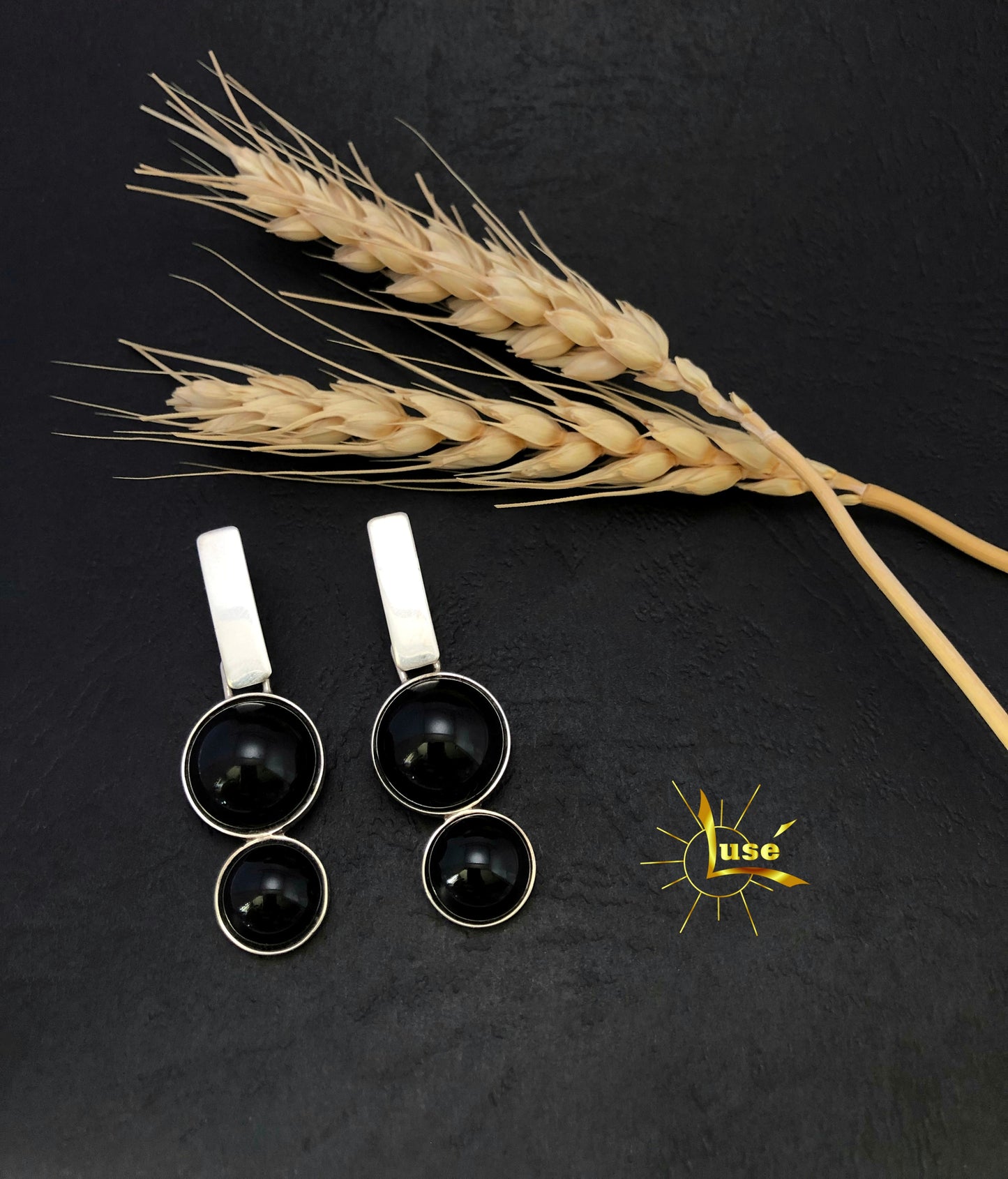 Onyx Silver Earrings