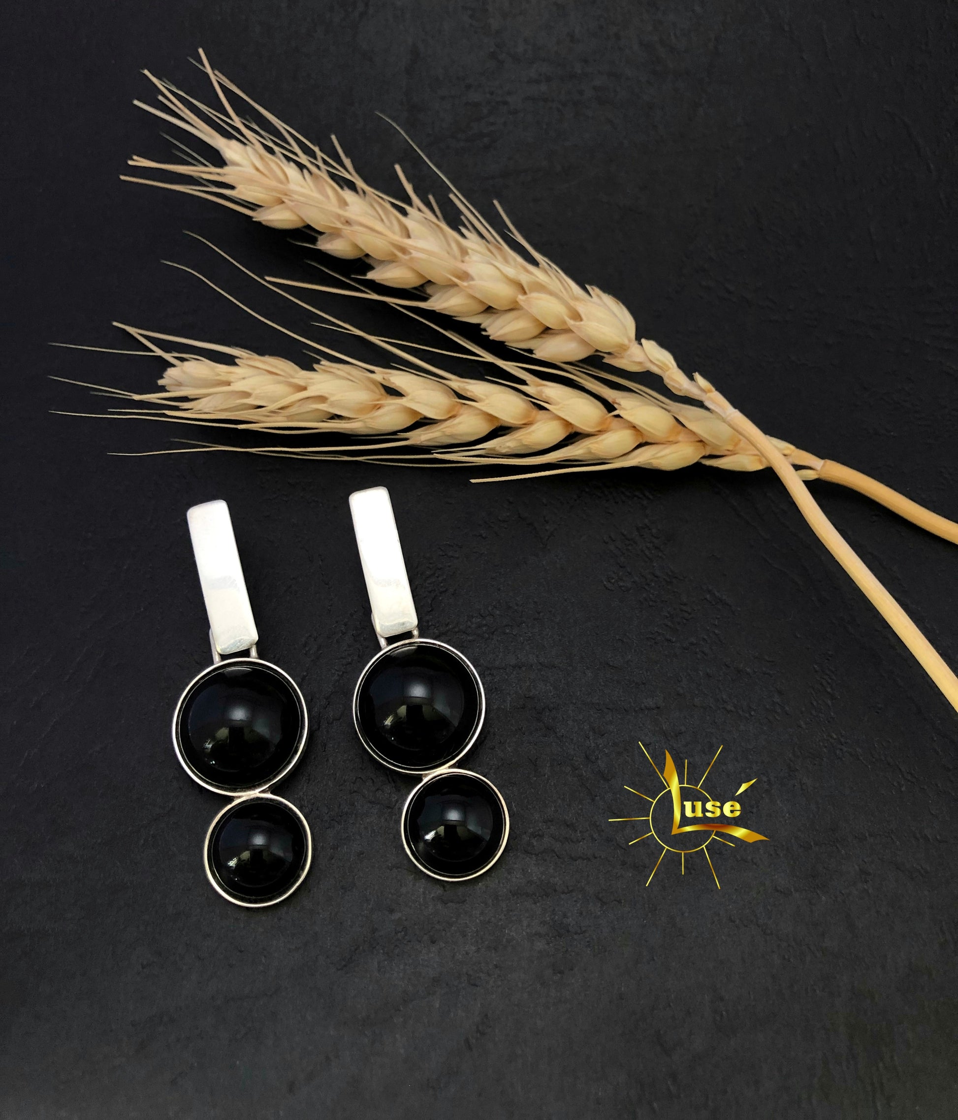 Onyx Silver Earrings