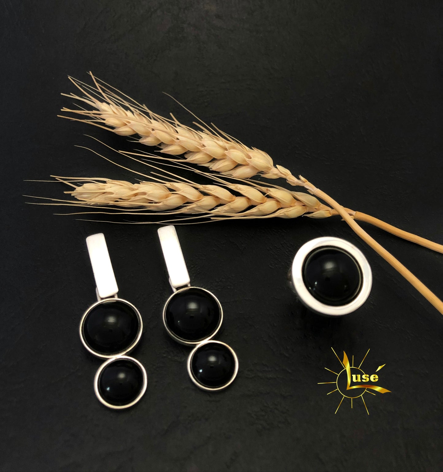 Onyx Silver Jewelry Set