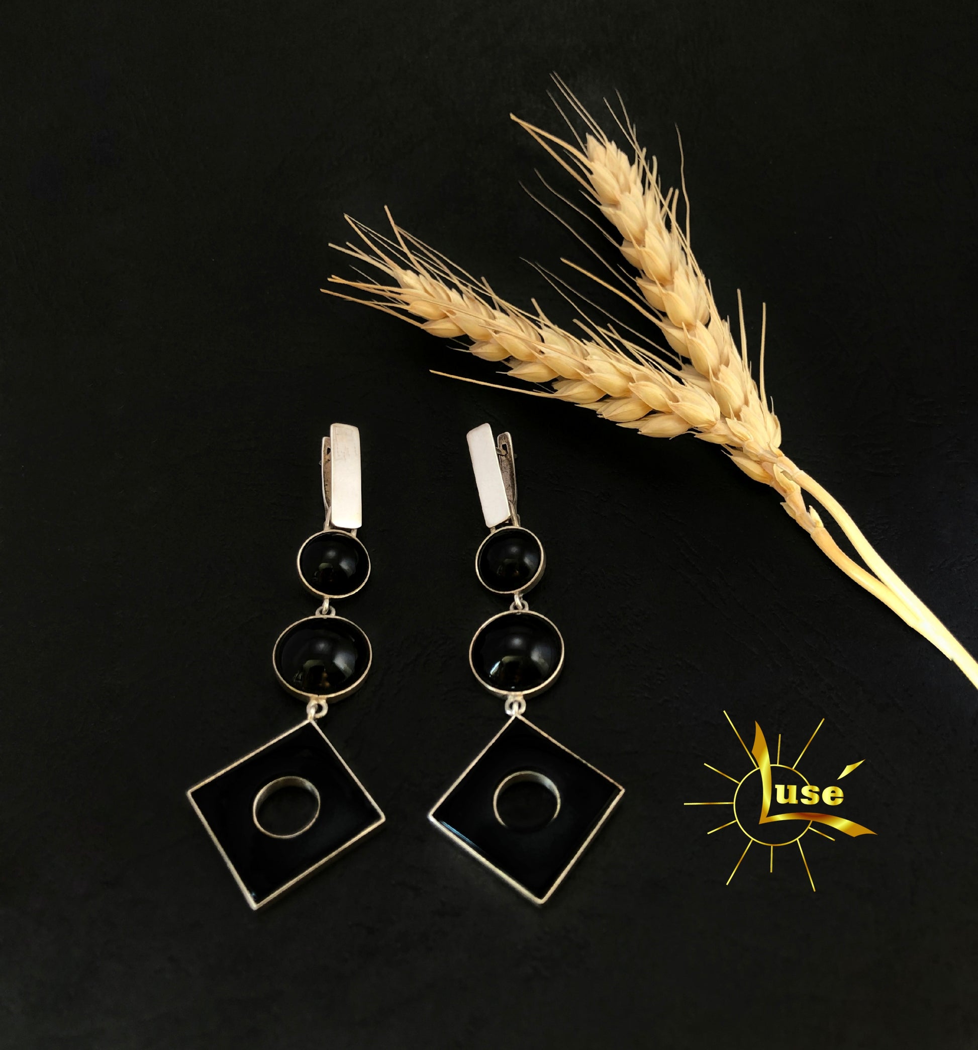 Onyx Silver Earrings