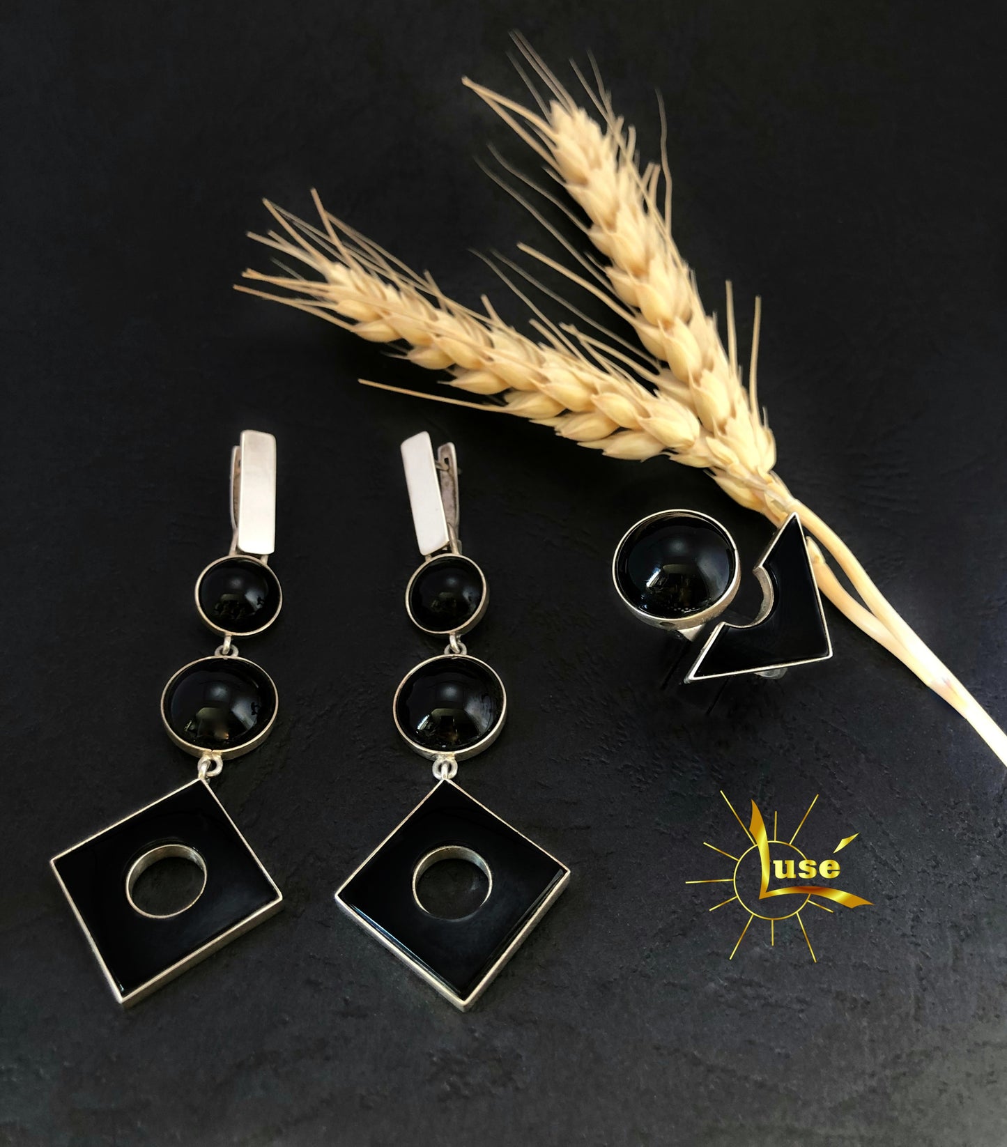 Onyx Silver Jewelry Set