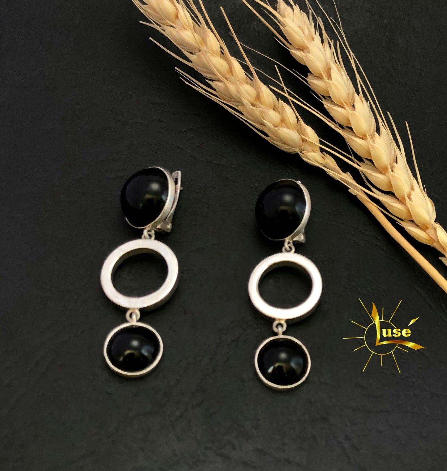 Onyx Silver Earrings