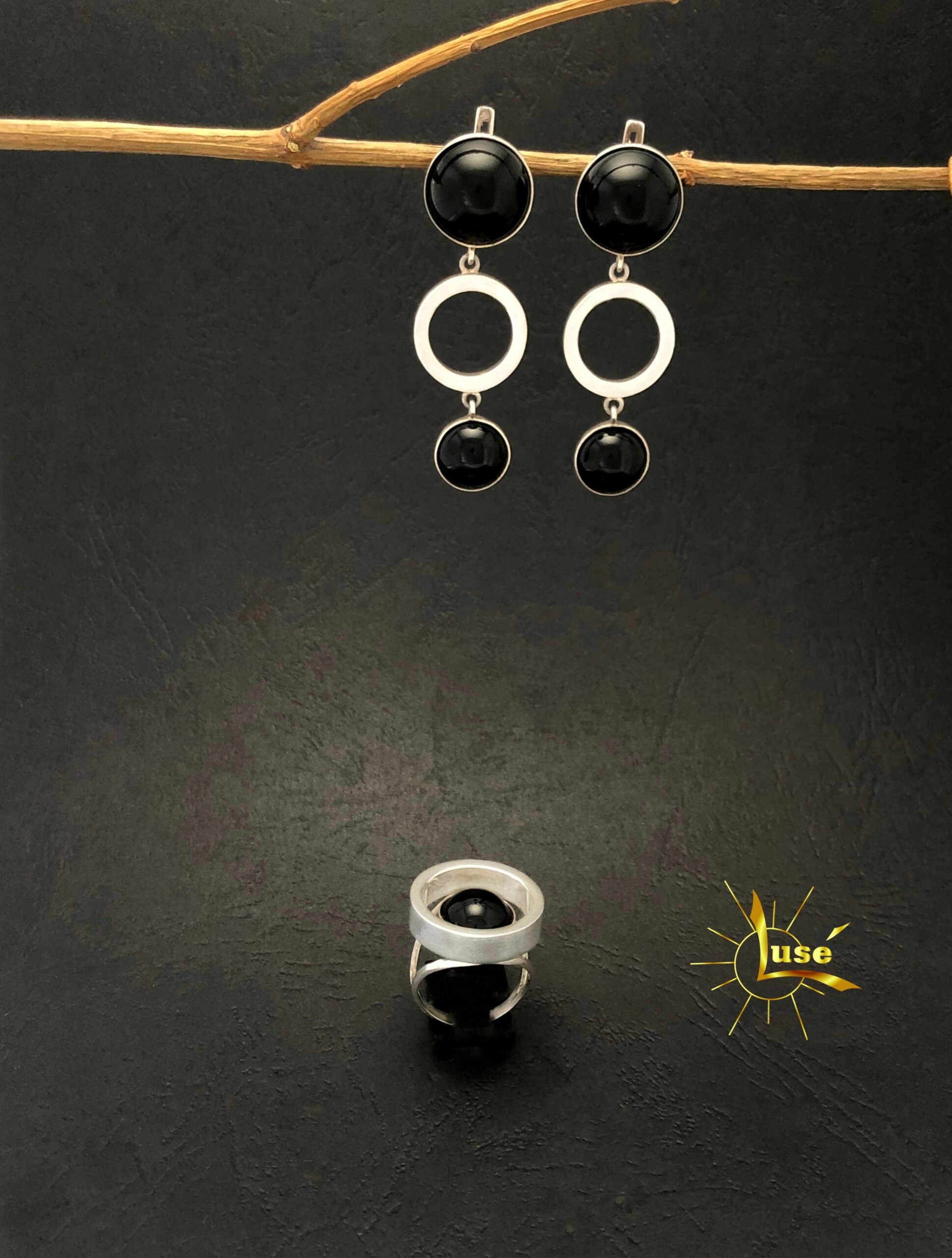 Onyx Silver Jewelry Set