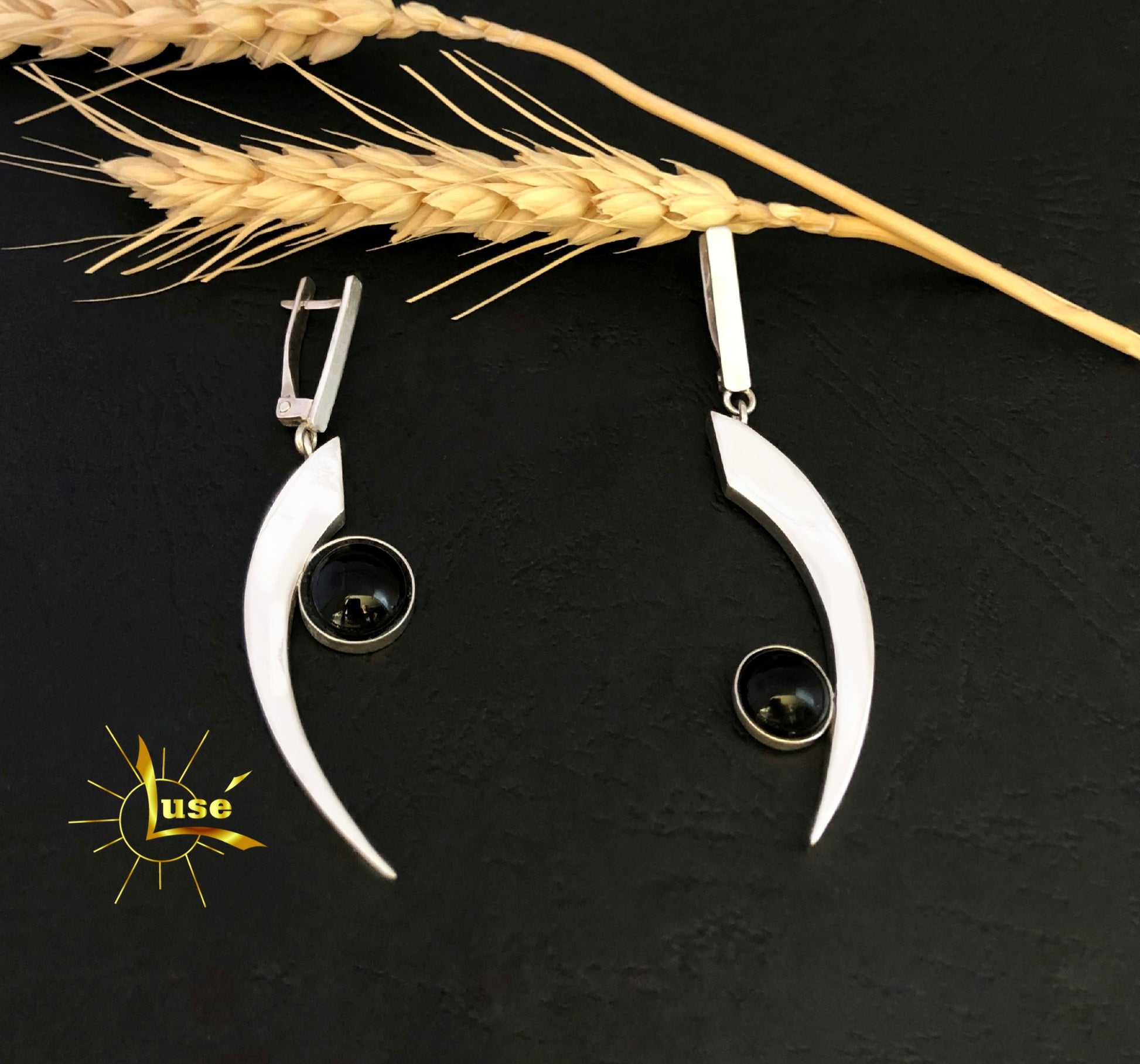 Onyx Silver Earrings