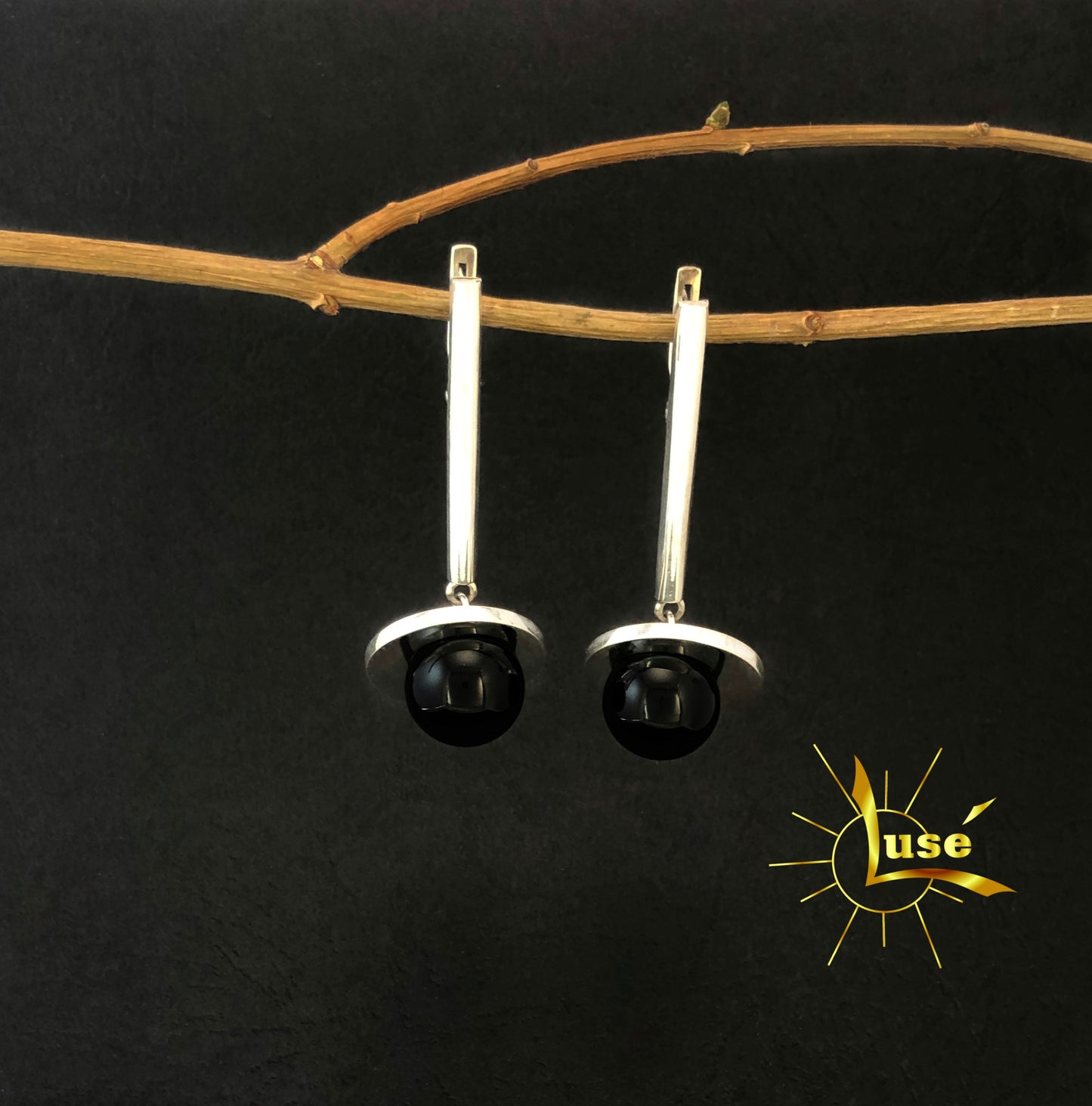 Onyx Silver Earrings