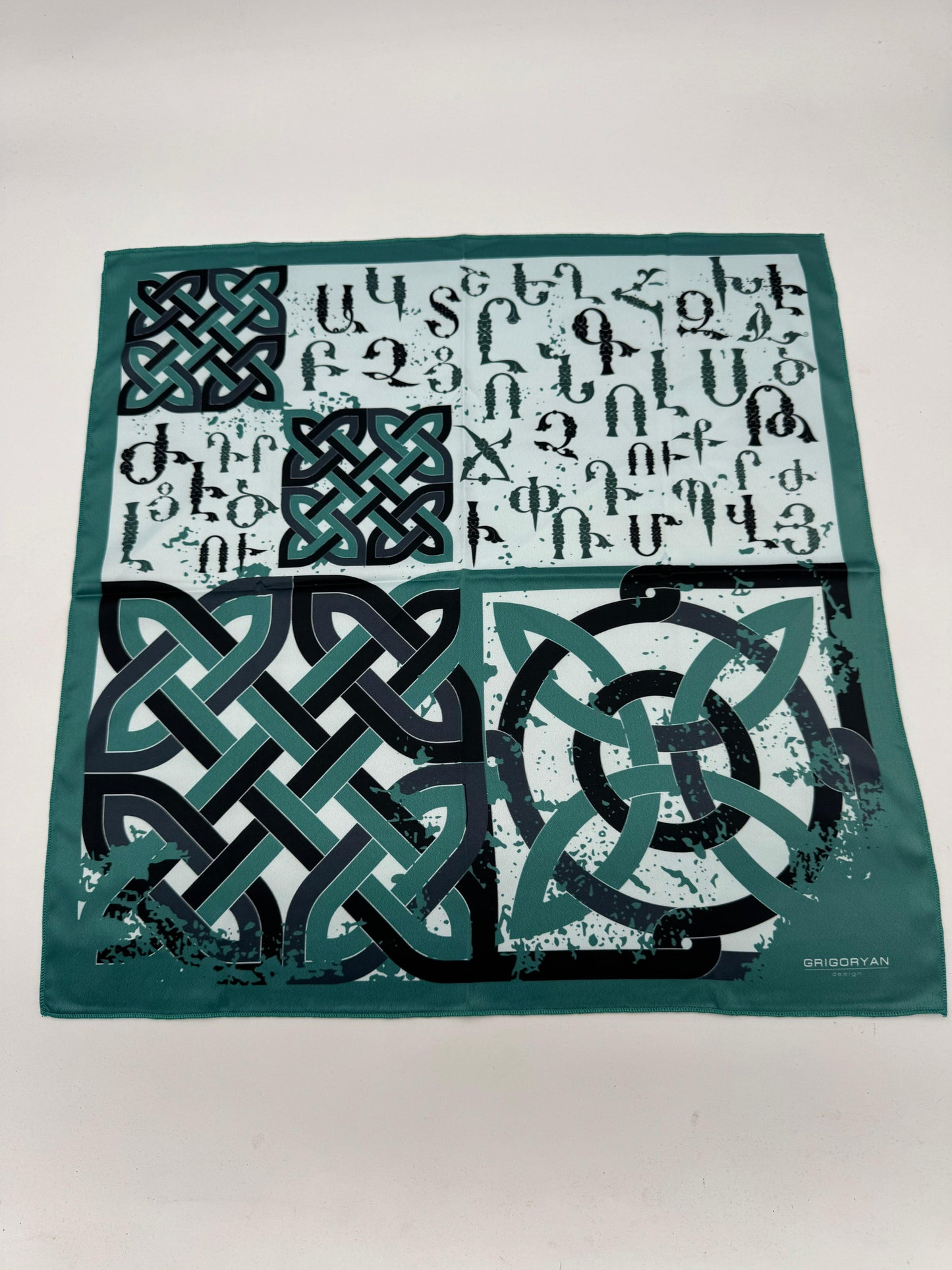 Armenian Alphabet Scarf by Grigoryan Scarves - 19"X19"