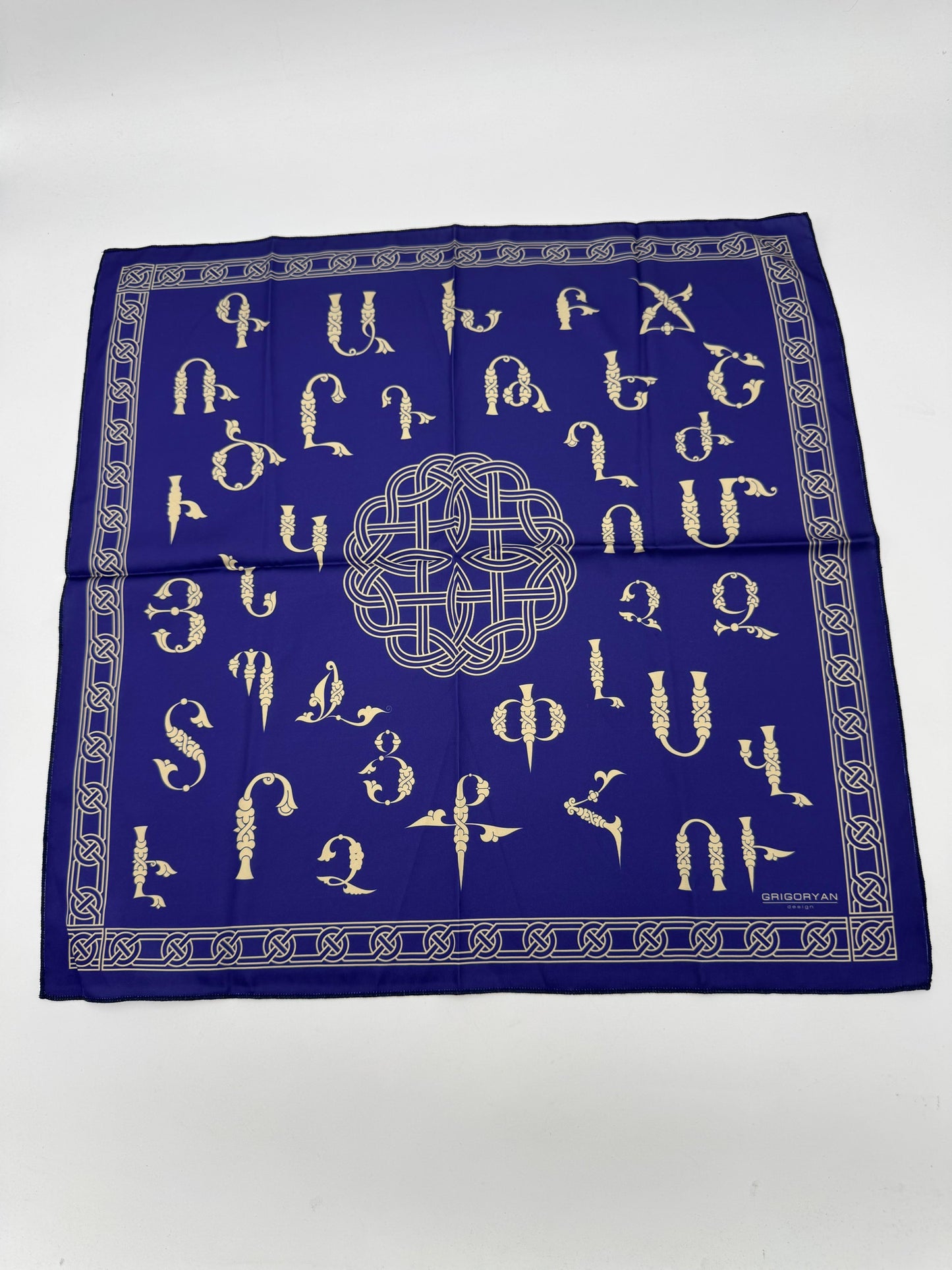 Armenian Alphabet Scarf by Grigoryan Scarves - 19"X19"