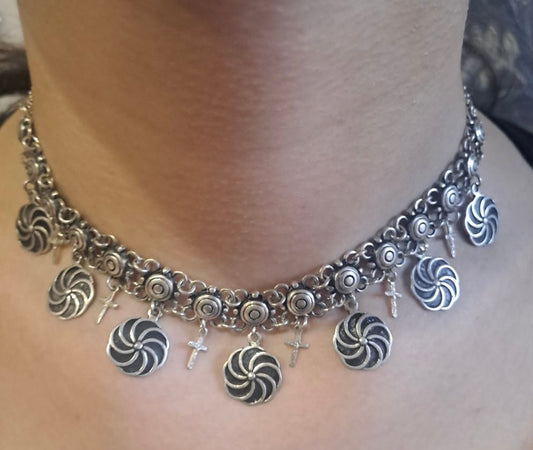 Silver Necklace “Eternity Symbol & Crosses”