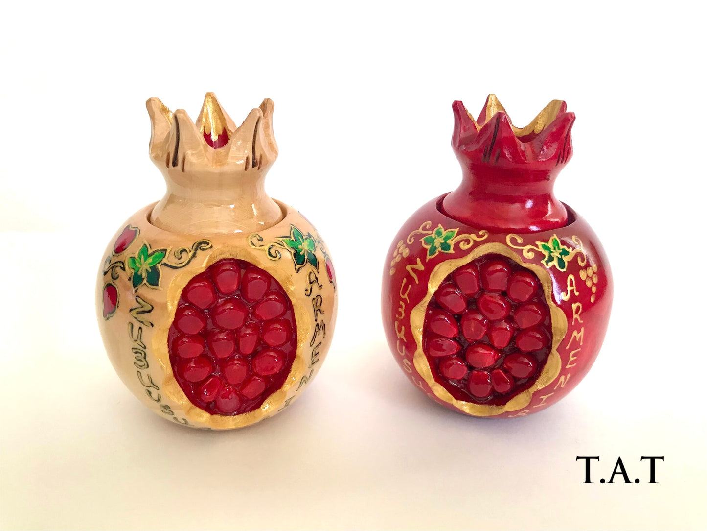 "Pomegranate"Wooden  Spice jars