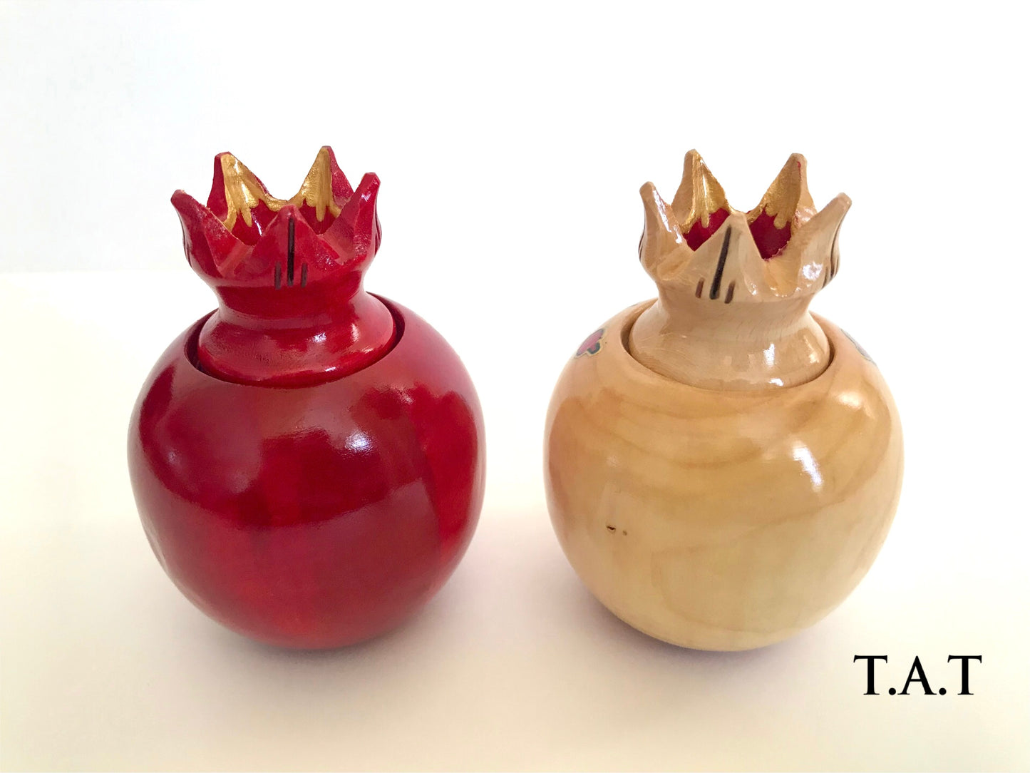 "Pomegranate"Wooden  Spice jars