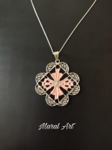 Aintab Embroidery, silver necklace