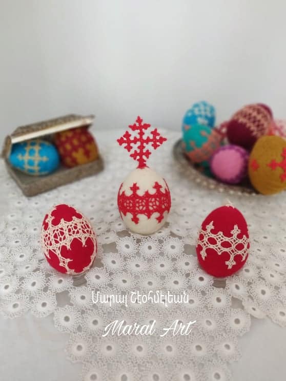 Easter egg.Marash embroidery on felt