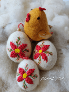 Easter egg,felted embroidered easter egg