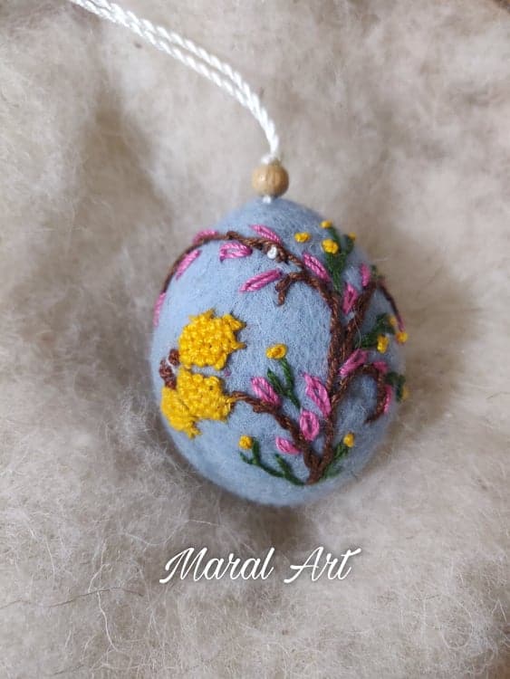 Easter egg.Embroidered felt ornament