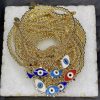 Gold Plated Ball bead chain Evil Eye Charm elastic Bracelet
