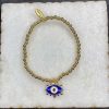 Gold Plated Ball bead chain Evil Eye Charm elastic Bracelet