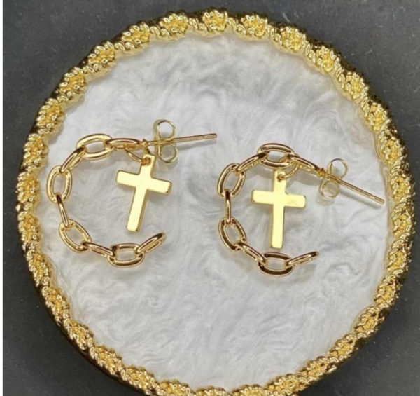 Gold Cross Earrings