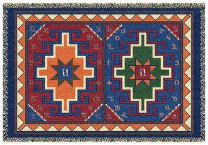 Armenian Alphabet Tapestry Throw on a Rug Design by Anet’s Collection