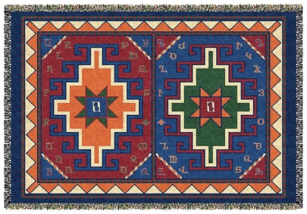 Armenian Alphabet Tapestry Throw on a Rug Design by Anet's Collection
