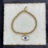 Gold Plated Ball bead chain Evil Eye Charm elastic Bracelet