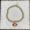 Gold Plated Ball bead chain Evil Eye Charm elastic Bracelet