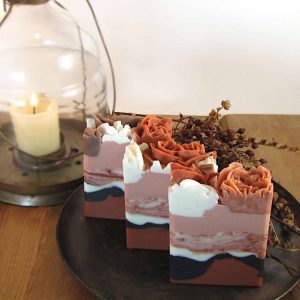 Caramel Roses Soap Bar | Handmade with Piped Soap Flowers