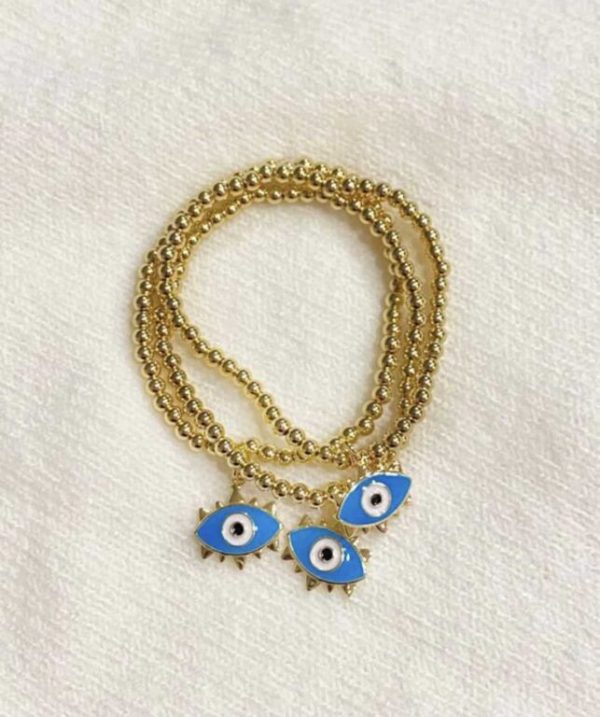 "Evil Eye" Gold Ball Bead Chain