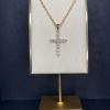 The 18k Gold Plated MEDIUM Micro Pave Cross link chain necklace