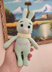 Armenian Crochet Bunny | 20cm Handmade Standing Rabbit Soft Toy | Customizable Amigurumi