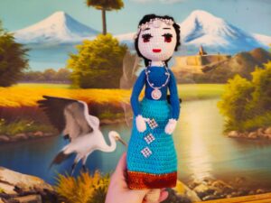 Anush in Yerevan-Style Taraz: Armenian Crochet Doll with Full Carcass – Moveable Arms and Legs