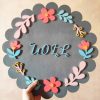 Flowery Personalized Armenian Baby Round Wood Nursery Decor 3D Name Plaque Sign