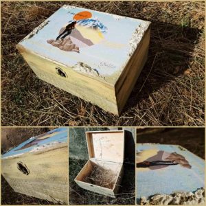 Wooden big box in hiking theme